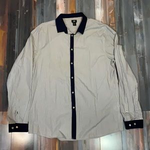 Navy Blue/White Striped Dress Shirt